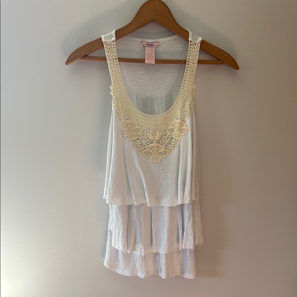 Candie's Girls Cream Tiered Sleeveless Top